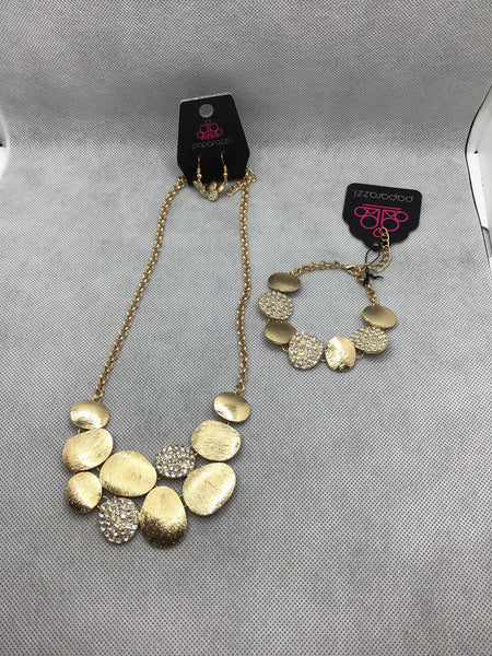 Vintage Gold Set-Jewelry-Paparazzi Accessories-Ericka C Wise, $5 Jewelry Paparazzi accessories jewelry ericka champion wise elite consultant life of the party fashion fix lead and nickel free florida palm bay melbourne