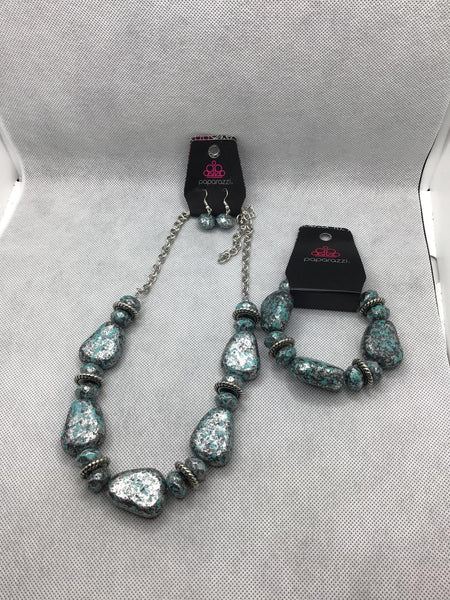 Vintage Blue Stone Set-Jewelry-Paparazzi Accessories-Ericka C Wise, $5 Jewelry Paparazzi accessories jewelry ericka champion wise elite consultant life of the party fashion fix lead and nickel free florida palm bay melbourne