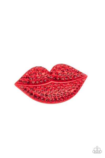 Hair Kiss Red Hairclip-Jewelry-Ericka C Wise, $5 Jewelry -Ericka C Wise, $5 Jewelry Paparazzi accessories jewelry ericka champion wise elite consultant life of the party fashion fix lead and nickel free florida palm bay melbourne