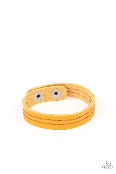 Life if Wander-ful Yellow Bracelet-Jewelry-Paparazzi Accessories-Ericka C Wise, $5 Jewelry Paparazzi accessories jewelry ericka champion wise elite consultant life of the party fashion fix lead and nickel free florida palm bay melbourne