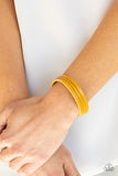Life if Wander-ful Yellow Bracelet-Jewelry-Paparazzi Accessories-Ericka C Wise, $5 Jewelry Paparazzi accessories jewelry ericka champion wise elite consultant life of the party fashion fix lead and nickel free florida palm bay melbourne