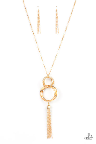 Orbiting Splendor Gold Necklace-Jewelry-Paparazzi Accessories-Ericka C Wise, $5 Jewelry Paparazzi accessories jewelry ericka champion wise elite consultant life of the party fashion fix lead and nickel free florida palm bay melbourne