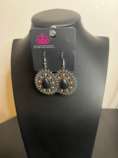 Sagebrush Sabbatical Black Earrings-Jewelry-Paparazzi Accessories-Ericka C Wise, $5 Jewelry Paparazzi accessories jewelry ericka champion wise elite consultant life of the party fashion fix lead and nickel free florida palm bay melbourne