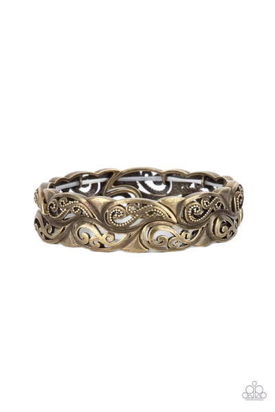 Paisley Portico Brass Bracelet-Jewelry-Paparazzi Accessories-Ericka C Wise, $5 Jewelry Paparazzi accessories jewelry ericka champion wise elite consultant life of the party fashion fix lead and nickel free florida palm bay melbourne