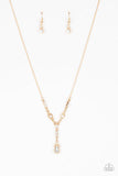 Diva Dazzle Gold Necklace-Jewelry-Paparazzi Accessories-Ericka C Wise, $5 Jewelry Paparazzi accessories jewelry ericka champion wise elite consultant life of the party fashion fix lead and nickel free florida palm bay melbourne