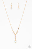Diva Dazzle Gold Necklace-Jewelry-Paparazzi Accessories-Ericka C Wise, $5 Jewelry Paparazzi accessories jewelry ericka champion wise elite consultant life of the party fashion fix lead and nickel free florida palm bay melbourne