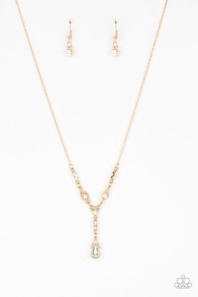 Diva Dazzle Gold Necklace-Jewelry-Paparazzi Accessories-Ericka C Wise, $5 Jewelry Paparazzi accessories jewelry ericka champion wise elite consultant life of the party fashion fix lead and nickel free florida palm bay melbourne