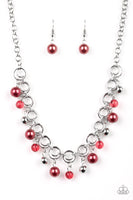 Fiercely Fancy Red Necklace-Jewelry-Paparazzi Accessories-Ericka C Wise, $5 Jewelry Paparazzi accessories jewelry ericka champion wise elite consultant life of the party fashion fix lead and nickel free florida palm bay melbourne