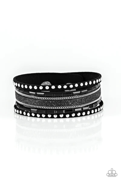 Seize The Sass Black Leather Bracelet-Jewelry-Paparazzi Accessories-Ericka C Wise, $5 Jewelry Paparazzi accessories jewelry ericka champion wise elite consultant life of the party fashion fix lead and nickel free florida palm bay melbourne