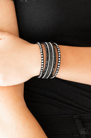 Seize The Sass Black Leather Bracelet-Jewelry-Paparazzi Accessories-Ericka C Wise, $5 Jewelry Paparazzi accessories jewelry ericka champion wise elite consultant life of the party fashion fix lead and nickel free florida palm bay melbourne