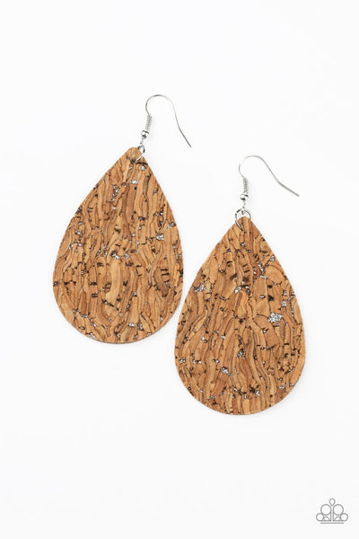 Cork It Over Silver Earrings-Jewelry-Paparazzi Accessories-Ericka C Wise, $5 Jewelry Paparazzi accessories jewelry ericka champion wise elite consultant life of the party fashion fix lead and nickel free florida palm bay melbourne
