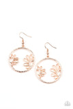 Demurely Daisy Rose Gold Earrings-Jewelry-Paparazzi Accessories-Ericka C Wise, $5 Jewelry Paparazzi accessories jewelry ericka champion wise elite consultant life of the party fashion fix lead and nickel free florida palm bay melbourne