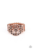 Fanciful Flower Garden Copper Ring-Jewelry-Paparazzi Accessories-Ericka C Wise, $5 Jewelry Paparazzi accessories jewelry ericka champion wise elite consultant life of the party fashion fix lead and nickel free florida palm bay melbourne