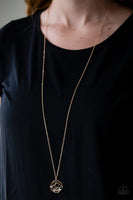 Pandora's Box Gold Necklace-Jewelry-Paparazzi Accessories-Ericka C Wise, $5 Jewelry Paparazzi accessories jewelry ericka champion wise elite consultant life of the party fashion fix lead and nickel free florida palm bay melbourne