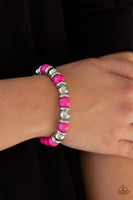 Across the Mesa Pink Bracelet-Jewelry-Paparazzi Accessories-Ericka C Wise, $5 Jewelry Paparazzi accessories jewelry ericka champion wise elite consultant life of the party fashion fix lead and nickel free florida palm bay melbourne