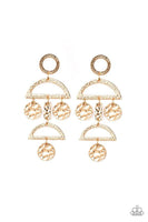Incan Eclipse Gold Earrings-Jewelry-Paparazzi Accessories-Ericka C Wise, $5 Jewelry Paparazzi accessories jewelry ericka champion wise elite consultant life of the party fashion fix lead and nickel free florida palm bay melbourne