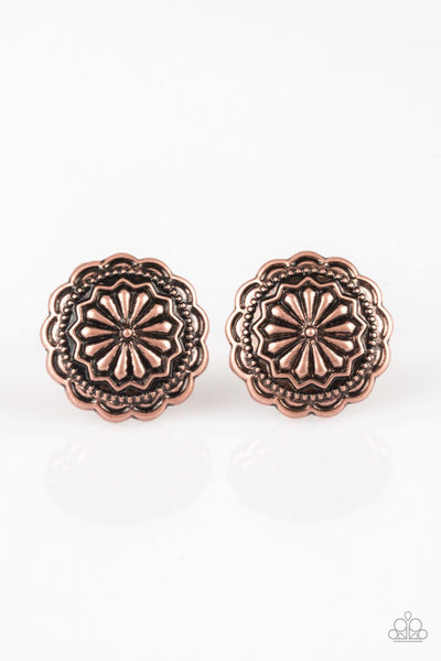 Durango Desert Copper Post Earring-Jewelry-Paparazzi Accessories-Ericka C Wise, $5 Jewelry Paparazzi accessories jewelry ericka champion wise elite consultant life of the party fashion fix lead and nickel free florida palm bay melbourne