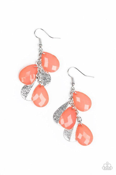 Seaside Stunner Orange Earrings-Jewelry-Paparazzi Accessories-Ericka C Wise, $5 Jewelry Paparazzi accessories jewelry ericka champion wise elite consultant life of the party fashion fix lead and nickel free florida palm bay melbourne