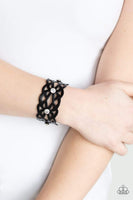 Runway Radiance Black Bracelet-Jewelry-Paparazzi Accessories-Ericka C Wise, $5 Jewelry Paparazzi accessories jewelry ericka champion wise elite consultant life of the party fashion fix lead and nickel free florida palm bay melbourne