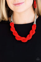 Savannah Surfin' Red Necklace-Jewelry-Paparazzi Accessories-Ericka C Wise, $5 Jewelry Paparazzi accessories jewelry ericka champion wise elite consultant life of the party fashion fix lead and nickel free florida palm bay melbourne