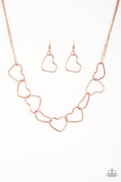 Unbreak My Heart Rose Gold Necklace-Jewelry-Paparazzi Accessories-Ericka C Wise, $5 Jewelry Paparazzi accessories jewelry ericka champion wise elite consultant life of the party fashion fix lead and nickel free florida palm bay melbourne