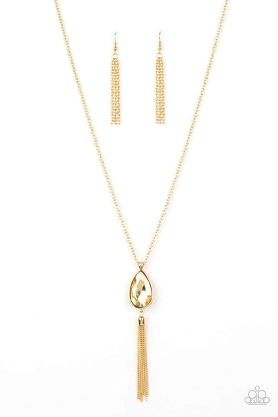 Elite Shine Gold Necklace-Jewelry-Paparazzi Accessories-Ericka C Wise, $5 Jewelry Paparazzi accessories jewelry ericka champion wise elite consultant life of the party fashion fix lead and nickel free florida palm bay melbourne