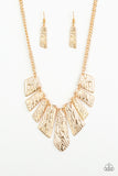 Texture Tigress Gold Necklace-Jewelry-Paparazzi Accessories-Ericka C Wise, $5 Jewelry Paparazzi accessories jewelry ericka champion wise elite consultant life of the party fashion fix lead and nickel free florida palm bay melbourne