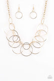Circa de Couture Gold Necklace-Jewelry-Paparazzi Accessories-Ericka C Wise, $5 Jewelry Paparazzi accessories jewelry ericka champion wise elite consultant life of the party fashion fix lead and nickel free florida palm bay melbourne