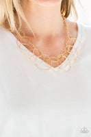 Circa de Couture Gold Necklace-Jewelry-Paparazzi Accessories-Ericka C Wise, $5 Jewelry Paparazzi accessories jewelry ericka champion wise elite consultant life of the party fashion fix lead and nickel free florida palm bay melbourne
