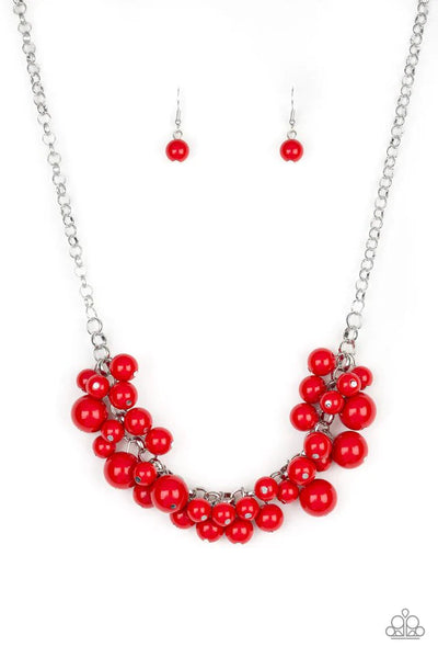 Walk This Way Broadway Red Necklace-Jewelry-Paparazzi Accessories-Ericka C Wise, $5 Jewelry Paparazzi accessories jewelry ericka champion wise elite consultant life of the party fashion fix lead and nickel free florida palm bay melbourne