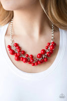 Walk This Way Broadway Red Necklace-Jewelry-Paparazzi Accessories-Ericka C Wise, $5 Jewelry Paparazzi accessories jewelry ericka champion wise elite consultant life of the party fashion fix lead and nickel free florida palm bay melbourne