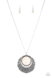Medallion Meadow White Necklace-Jewelry-Paparazzi Accessories-Ericka C Wise, $5 Jewelry Paparazzi accessories jewelry ericka champion wise elite consultant life of the party fashion fix lead and nickel free florida palm bay melbourne
