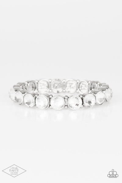 Sugar Coated Sparkle White Bracelet-Jewelry-Ericka C Wise, $5 Jewelry-Ericka C Wise, $5 Jewelry Paparazzi accessories jewelry ericka champion wise elite consultant life of the party fashion fix lead and nickel free florida palm bay melbourne