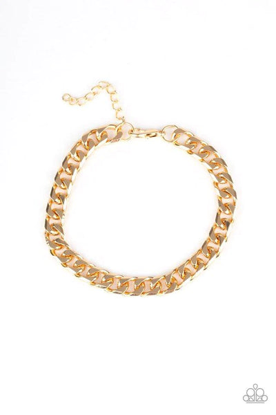 Take It To The Bank Gold Urban Bracelet-Jewelry-Paparazzi Accessories-Ericka C Wise, $5 Jewelry Paparazzi accessories jewelry ericka champion wise elite consultant life of the party fashion fix lead and nickel free florida palm bay melbourne