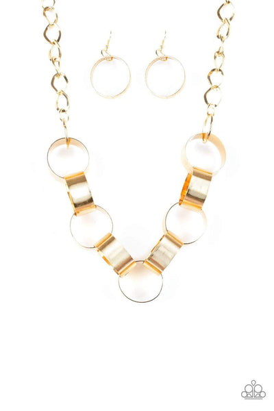 Big Hit Gold Necklace-Jewelry-Paparazzi Accessories-Ericka C Wise, $5 Jewelry Paparazzi accessories jewelry ericka champion wise elite consultant life of the party fashion fix lead and nickel free florida palm bay melbourne