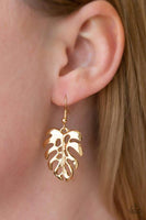 Desert Palms Gold Earrings-Jewelry-Paparazzi Accessories-Ericka C Wise, $5 Jewelry Paparazzi accessories jewelry ericka champion wise elite consultant life of the party fashion fix lead and nickel free florida palm bay melbourne