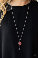 Key Keepsake Red Necklace-Jewelry-Paparazzi Accessories-Ericka C Wise, $5 Jewelry Paparazzi accessories jewelry ericka champion wise elite consultant life of the party fashion fix lead and nickel free florida palm bay melbourne