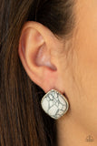 Marble Marvel White Earrings-Jewelry-Paparazzi Accessories-Ericka C Wise, $5 Jewelry Paparazzi accessories jewelry ericka champion wise elite consultant life of the party fashion fix lead and nickel free florida palm bay melbourne