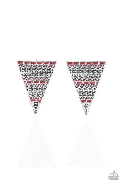 Terra Tricolor Red Earrings-Jewelry-Paparazzi Accessories-Ericka C Wise, $5 Jewelry Paparazzi accessories jewelry ericka champion wise elite consultant life of the party fashion fix lead and nickel free florida palm bay melbourne