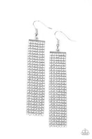 Top-Down Shimmer White Earring-Jewelry-Paparazzi Accessories-Ericka C Wise, $5 Jewelry Paparazzi accessories jewelry ericka champion wise elite consultant life of the party fashion fix lead and nickel free florida palm bay melbourne