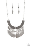 Fierce in Feather Silver Necklace-Jewelry-Paparazzi Accessories-Ericka C Wise, $5 Jewelry Paparazzi accessories jewelry ericka champion wise elite consultant life of the party fashion fix lead and nickel free florida palm bay melbourne