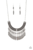 Fierce in Feather Silver Necklace-Jewelry-Paparazzi Accessories-Ericka C Wise, $5 Jewelry Paparazzi accessories jewelry ericka champion wise elite consultant life of the party fashion fix lead and nickel free florida palm bay melbourne