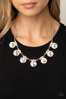 Glow-Getter Glamour Gold Necklace-Jewelry-Paparazzi Accessories-Ericka C Wise, $5 Jewelry Paparazzi accessories jewelry ericka champion wise elite consultant life of the party fashion fix lead and nickel free florida palm bay melbourne