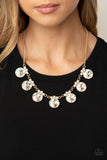 Glow-Getter Glamour Gold Necklace-Jewelry-Paparazzi Accessories-Ericka C Wise, $5 Jewelry Paparazzi accessories jewelry ericka champion wise elite consultant life of the party fashion fix lead and nickel free florida palm bay melbourne