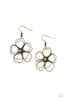Petal Power Brass Earrings-Jewelry-Paparazzi Accessories-Ericka C Wise, $5 Jewelry Paparazzi accessories jewelry ericka champion wise elite consultant life of the party fashion fix lead and nickel free florida palm bay melbourne