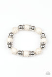 Ruling Class Radiance White Bracelet- Paparazzi Accessories-Jewelry-Paparazzi Accessories-Ericka C Wise, $5 Jewelry Paparazzi accessories jewelry ericka champion wise elite consultant life of the party fashion fix lead and nickel free florida palm bay melbourne