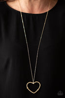 Straight from the Heart Gold Necklace-Jewelry-Paparazzi Accessories-Ericka C Wise, $5 Jewelry Paparazzi accessories jewelry ericka champion wise elite consultant life of the party fashion fix lead and nickel free florida palm bay melbourne