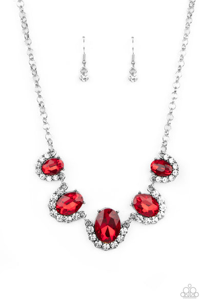 The Queen Demands it Red Necklace-Jewelry-Paparazzi Accessories-Ericka C Wise, $5 Jewelry Paparazzi accessories jewelry ericka champion wise elite consultant life of the party fashion fix lead and nickel free florida palm bay melbourne