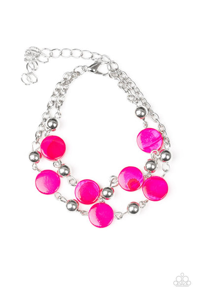 One Bay at a Time Pink Bracelet-Jewelry-Paparazzi Accessories-Ericka C Wise, $5 Jewelry Paparazzi accessories jewelry ericka champion wise elite consultant life of the party fashion fix lead and nickel free florida palm bay melbourne