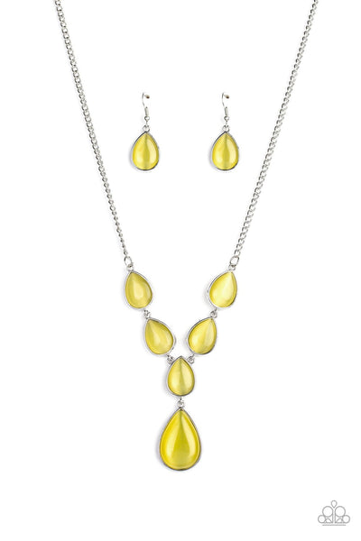 Dewy Decadence Yellow Necklace-Jewelry-Paparazzi Accessories-Ericka C Wise, $5 Jewelry Paparazzi accessories jewelry ericka champion wise elite consultant life of the party fashion fix lead and nickel free florida palm bay melbourne